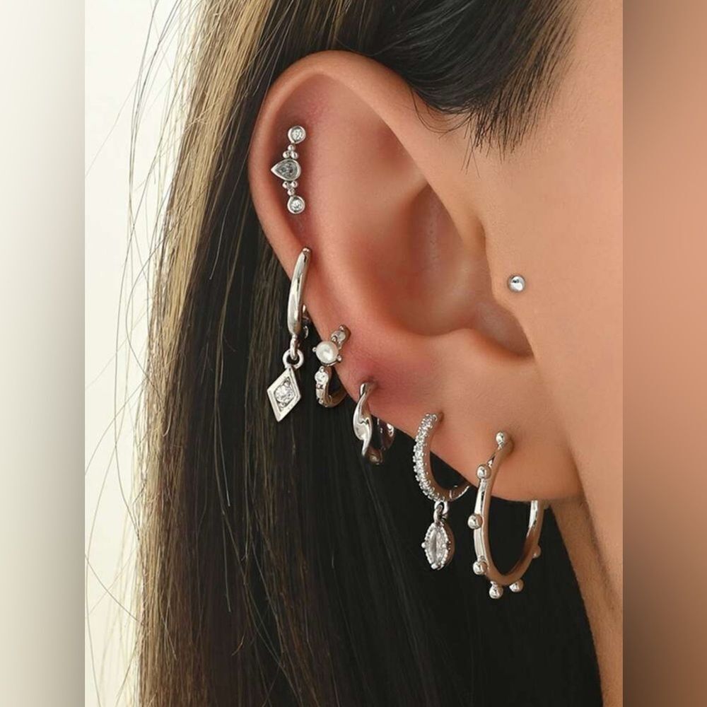 Hoop and Stud Earring Set #1799